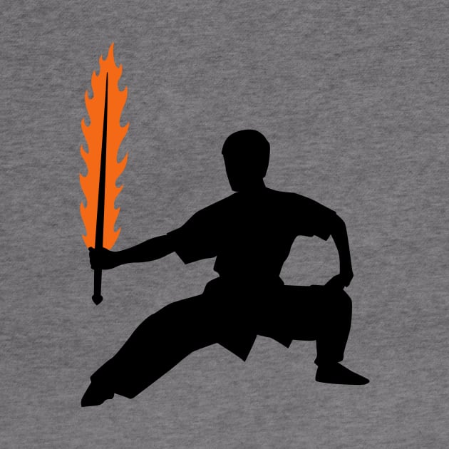 Wushu Boy Fire Sword Silhouette Pose by AnotherOne